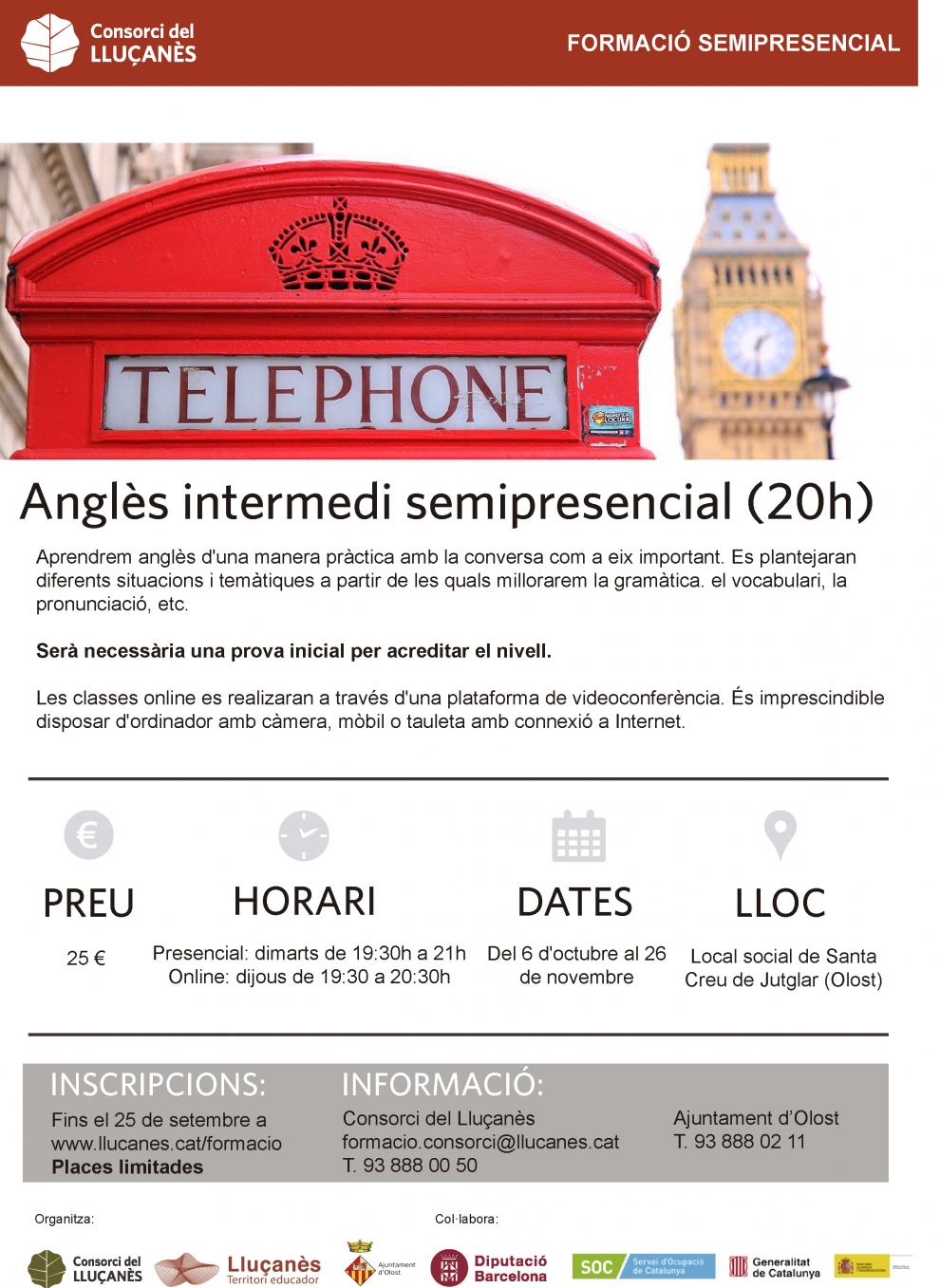 Curs d'anglès intermedi semi-presencial